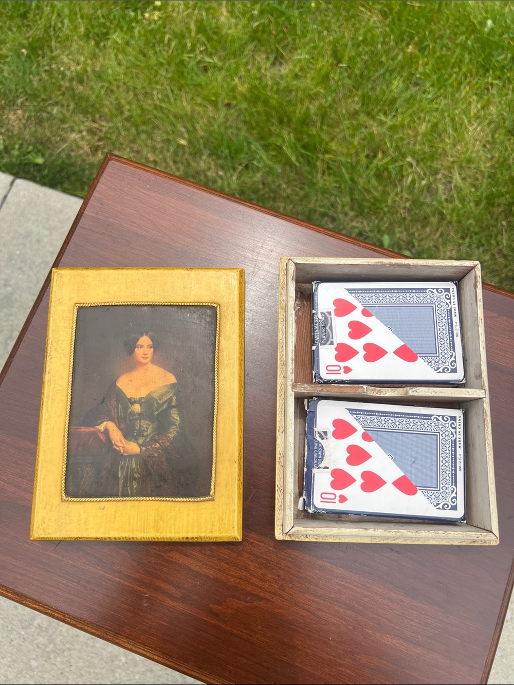 Gustav Richter Artist’s Sister Lady Portrait Decoupage Playing Card Storage Box